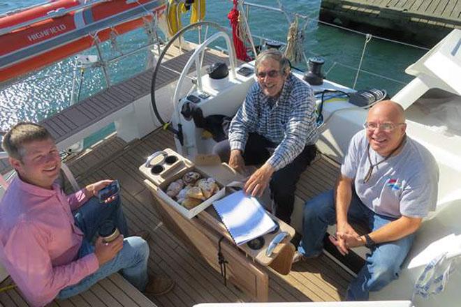 Ryan and Lou welcome us with breakfast. © Cornell Sailing Events